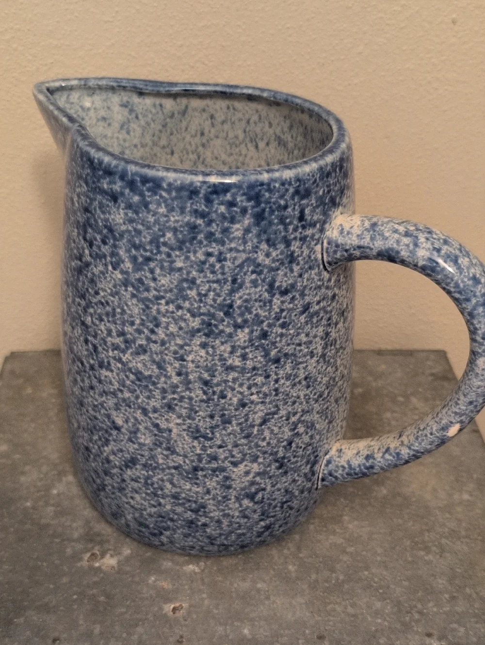 Vintage Emporium Of Maine Country Life Stoneware Pitcher Blue Folk Art